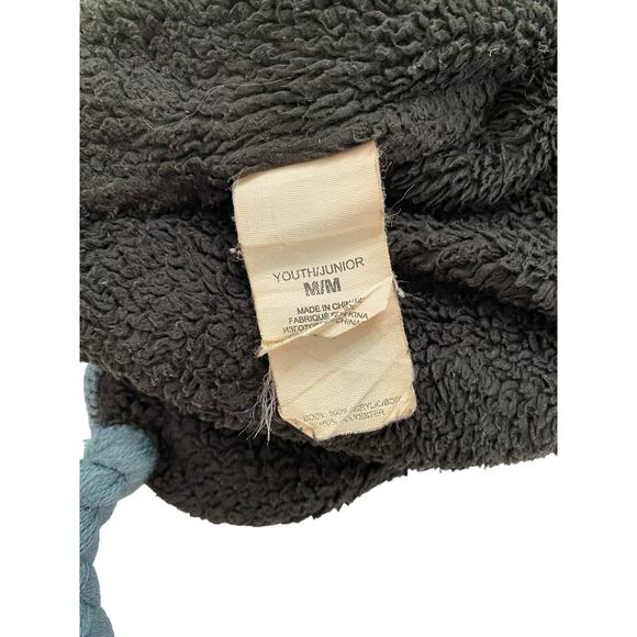 THE NORTH FACE Kids Knit Earflap Beanie in Blue Yellow Gray Size Medium Youth - Picture 4 of 8